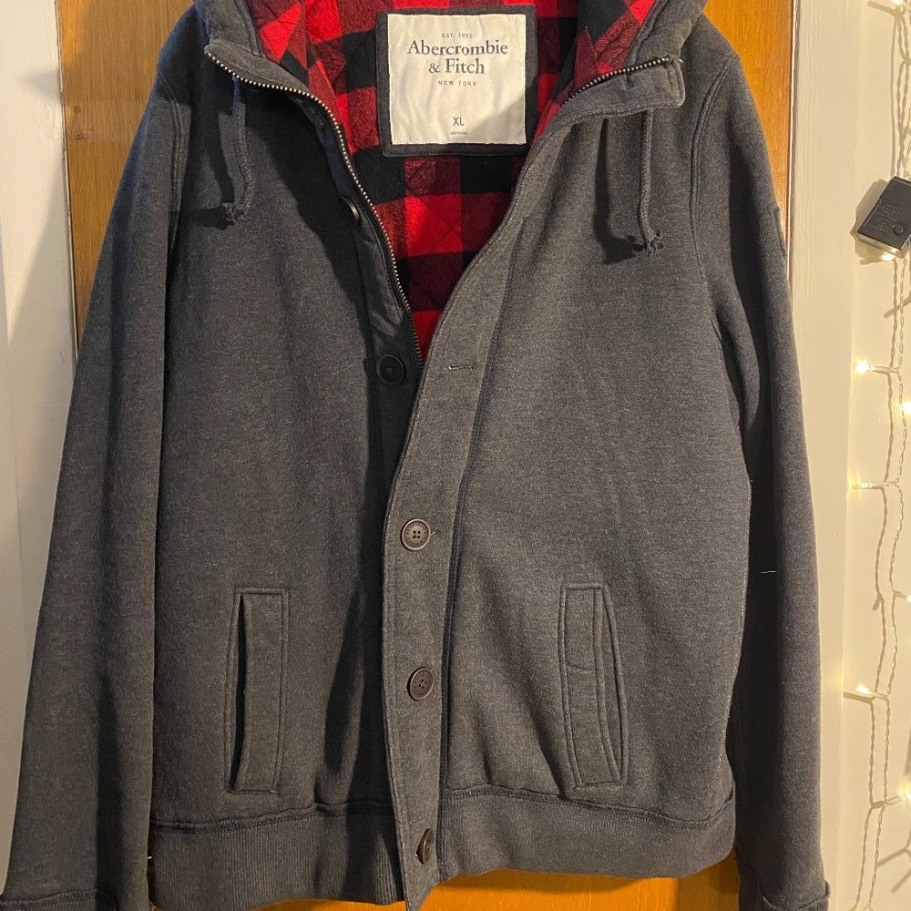 Abercrombie & Fitch Plaid Lined Coat with hood XL